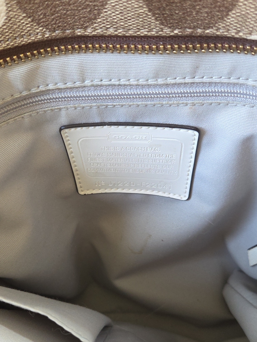 Coach Brown and White Floral Signature Canvas Tote - Picture 6 of 6